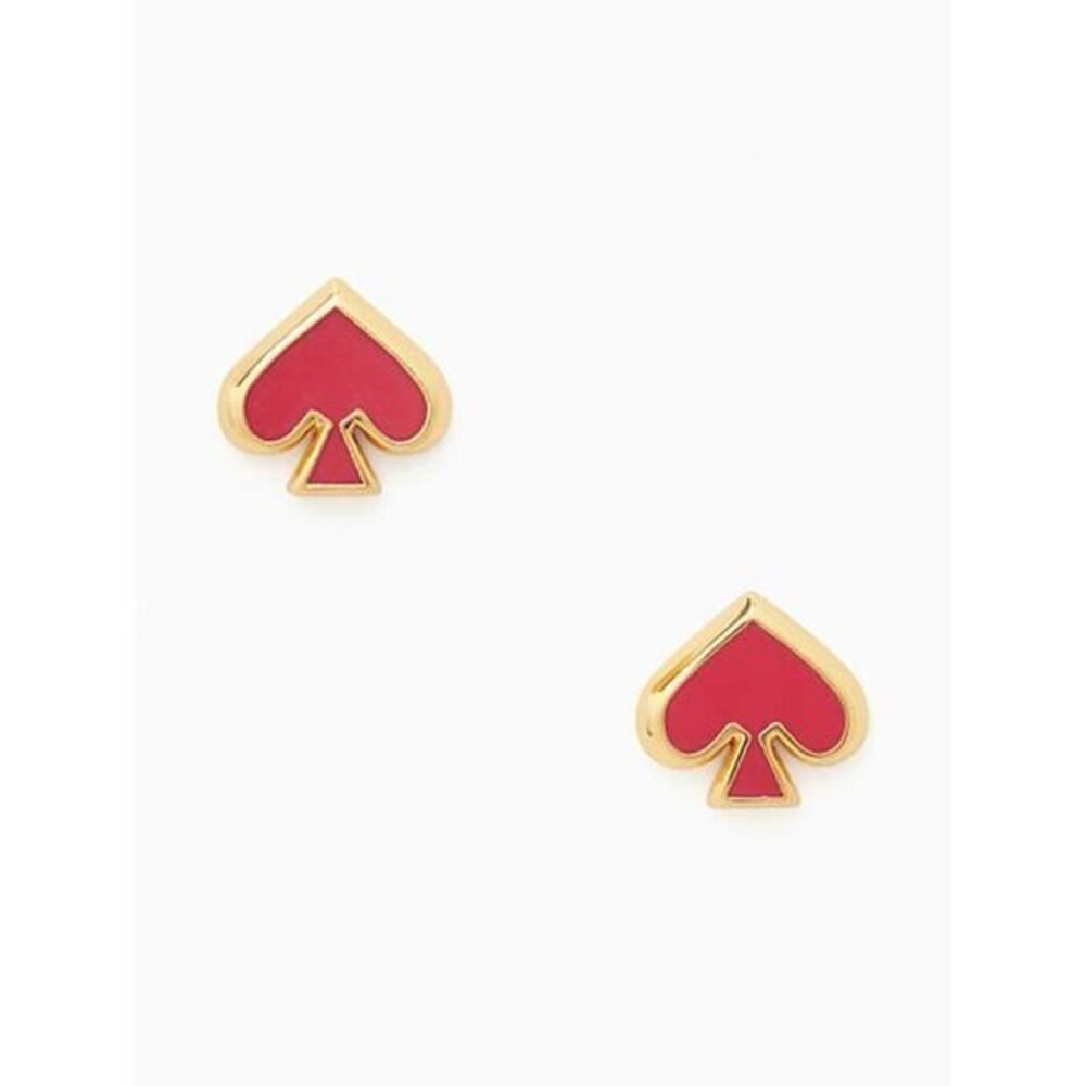 NEW kate spade everyday spade enamel studs, red and gold‎